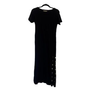 Michael Kors Black Maxi Dress with Grommet Detail